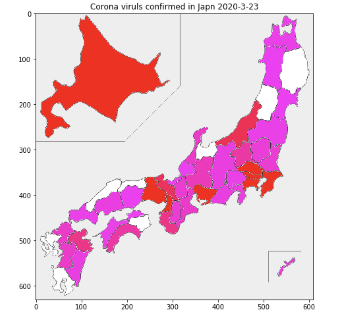 コロナウィルス感染状況をJapanmapで可視化 改訂版